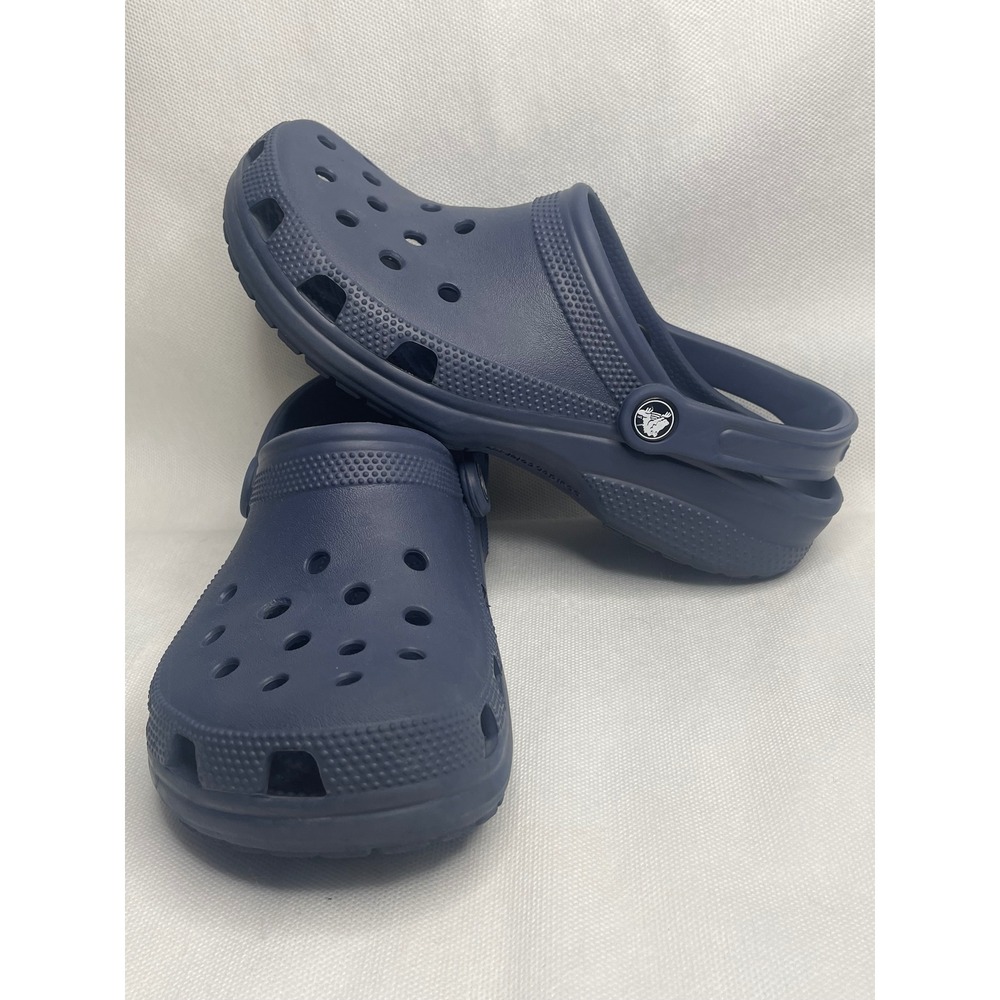 Crocs Classic Clogs Mens Size US 6 Womens 8 Navy Blue Casual Shoes Strap Slip-On